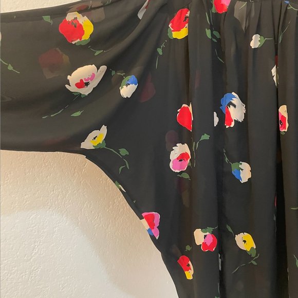 Vintage Oversized 80's Sheer Floral Blouse Dress - Picture 7 of 8